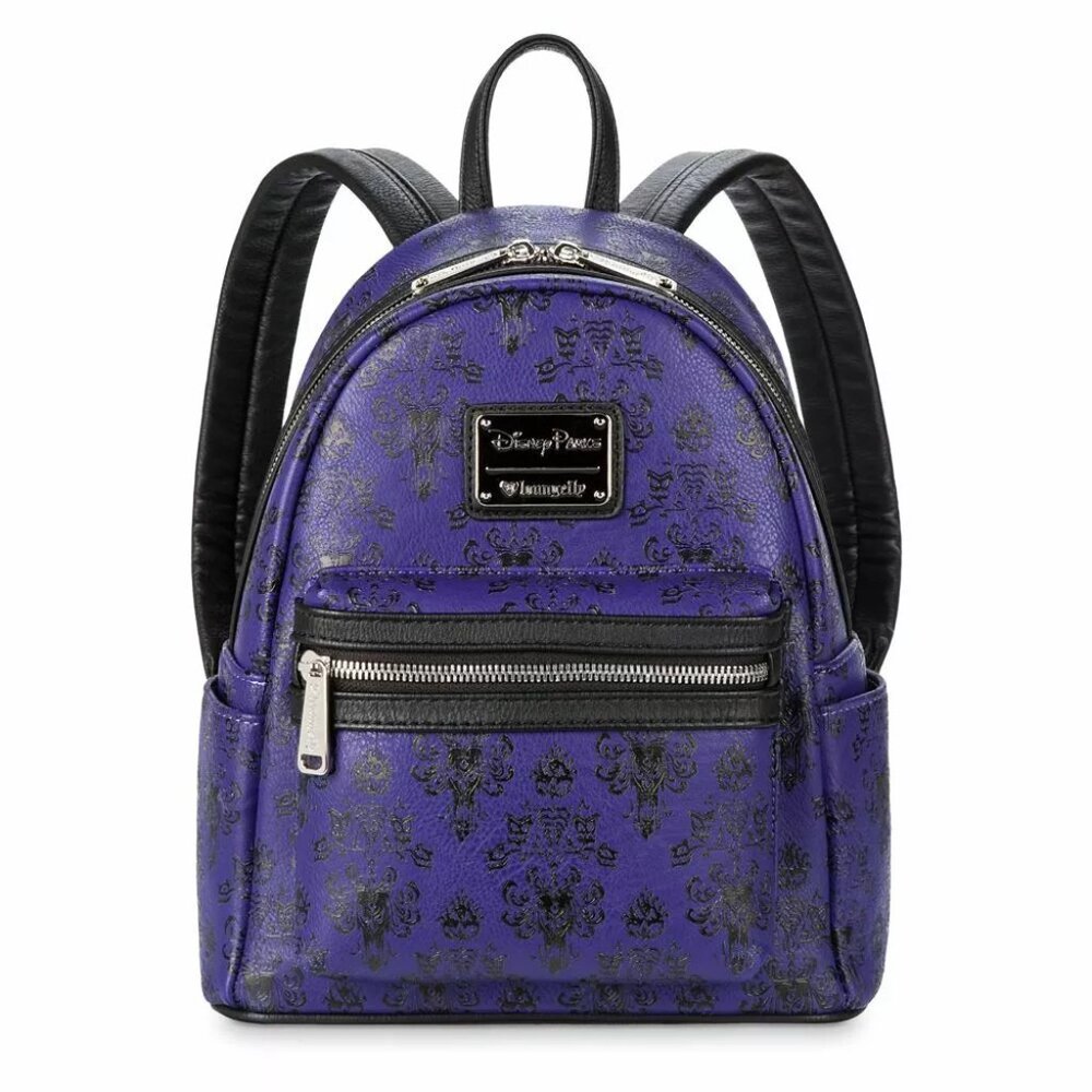 Disney Parks Loungefly X Purple Haunted Mansion Wallpaper Mini Backpack